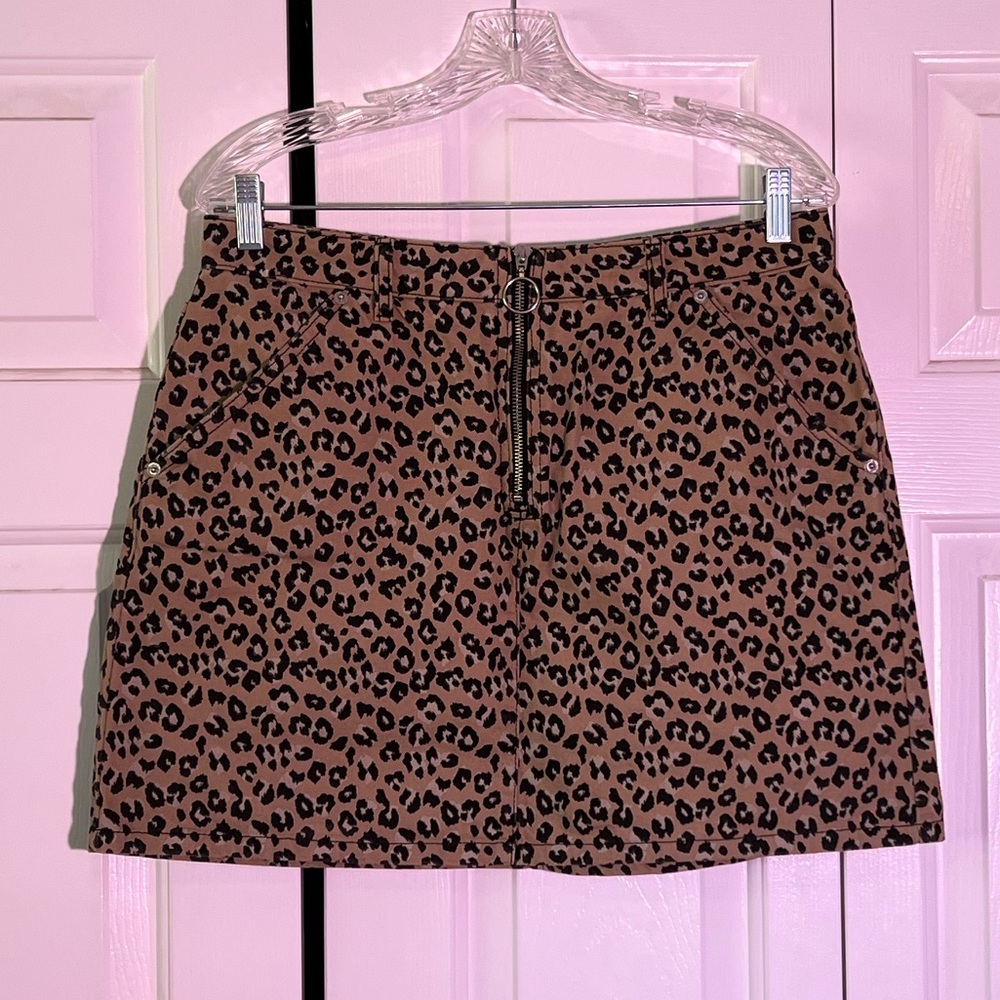 Cheetah denim skirt